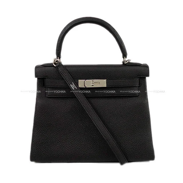 HERMES Shoulder bag Kelly28 Retourne Noir (Black) Veau Togo Silver HW Stamp B[BRAND NEW][Authentic]