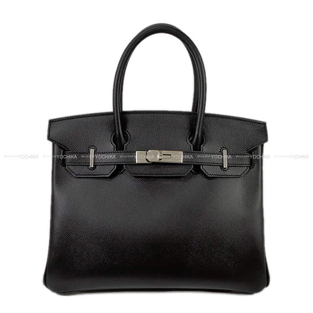 HERMES Handbag Birkin30 Noir (Black) Veau Epsom Silver HW Stamp B[BRAND NEW][Authentic]