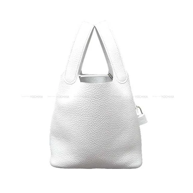 HERMES Handbag Picotin Lock 18 PM Blanc (White) Taurillon Clemence Silver HW Stamp D[EXCELLENT][Authentic]