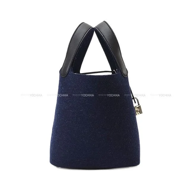 2020AW HERMES Handbag Picotin Lock 18 PM Bleu Nuit/Noir (Black) Feutre(Felt)/Veau Swift Silver HW Stamp Z[EXCELLENT][Authentic]