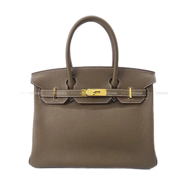 HERMES Handbag Birkin30 Etoupe Taurillon Clemence Gold HW Stamp U[BRAND NEW][Authentic]