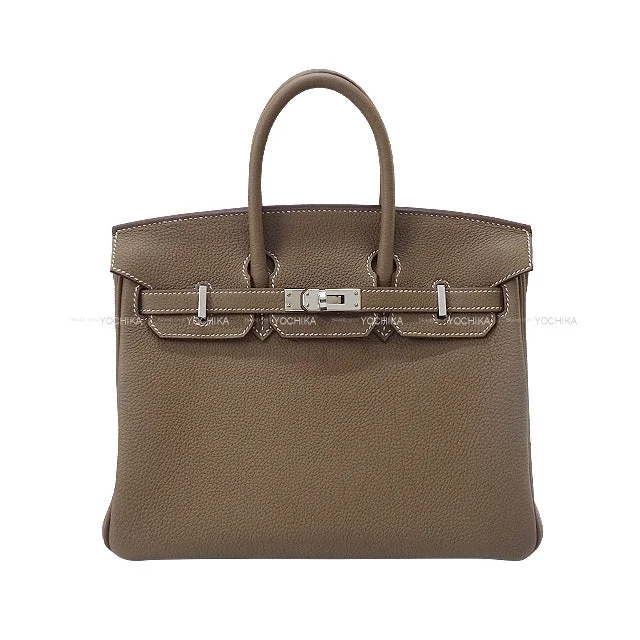 HERMES Handbag Birkin25 Etoupe Veau Togo Silver HW Stamp Y[EXCELLENT][Authentic]