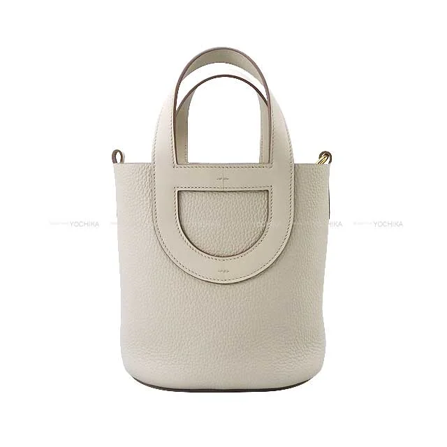 HERMES Handbag In the Loop 18 Beton Taurillon Clemence/Veau Swift Gold HW Stamp U[EXCELLENT][Authentic]