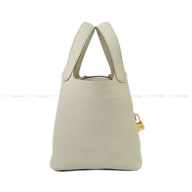 HERMES Handbag Picotin Lock 18 PM Beton Taurillon Clemence Gold HW Stamp U[EXCELLENT][Authentic]