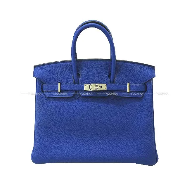 [Pre-loved] HERMES Handbag Birkin25 Bleu Electrique Veau Togo Silver HW Stamp □R[LIKE NEW][Authentic]