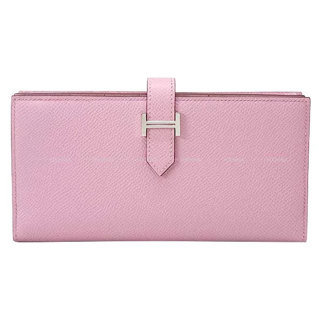 HERMES long wallet Bearn Soufflet Mauve sylvestre Veau Epsom Silver HW Stamp U[EXCELLENT][Authentic]