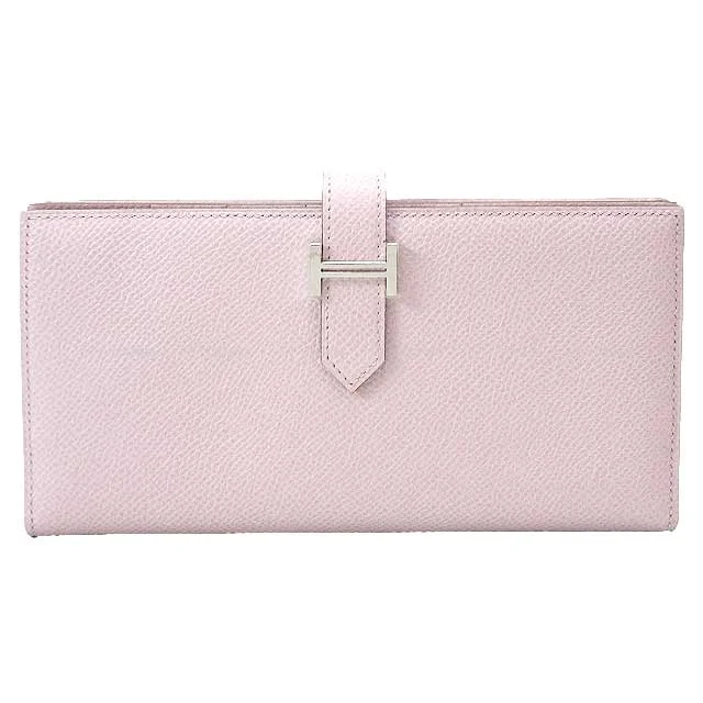 HERMES long wallet Bearn Soufflet Mauve Pale Veau Epsom Silver HW Stamp B[EXCELLENT][Authentic]