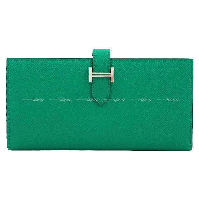 HERMES long wallet Bearn Soufflet Vert Jade Veau Epsom Silver HW Stamp U[BRAND NEW][Authentic]