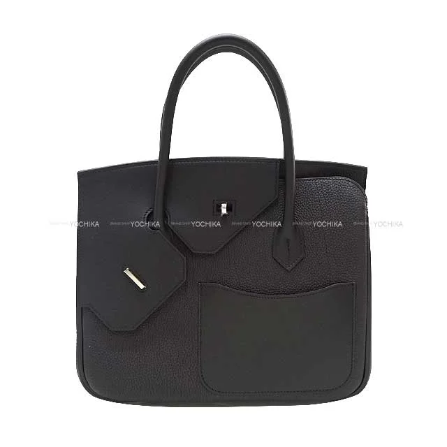 HERMES Handbag Birkin30 en Desordre Noir (Black) Veau Swift/Veau Togo/Vache Hunter Silver HW Stamp B[EXCELLENT][Authentic]