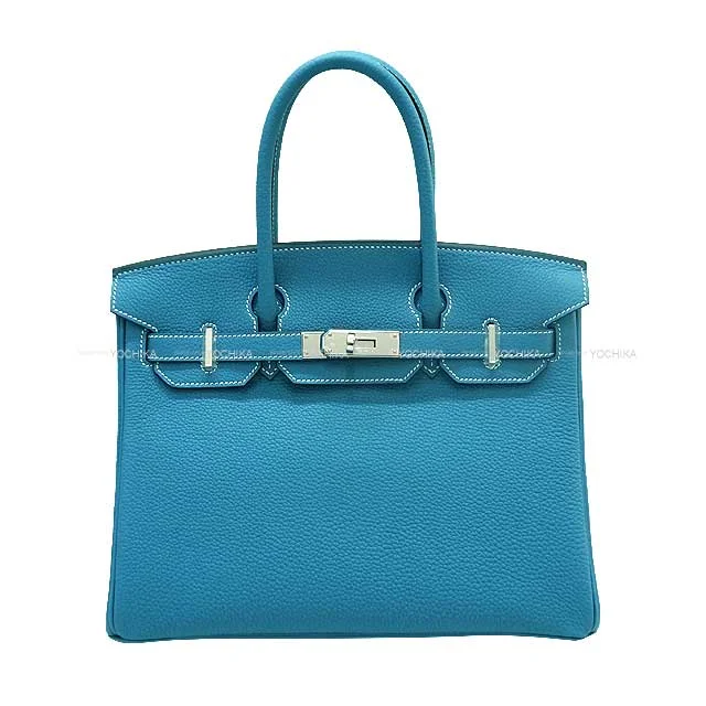 HERMES Handbag Birkin30 New Bleu Jean Veau Togo Silver HW Stamp B[BRAND NEW][Authentic]