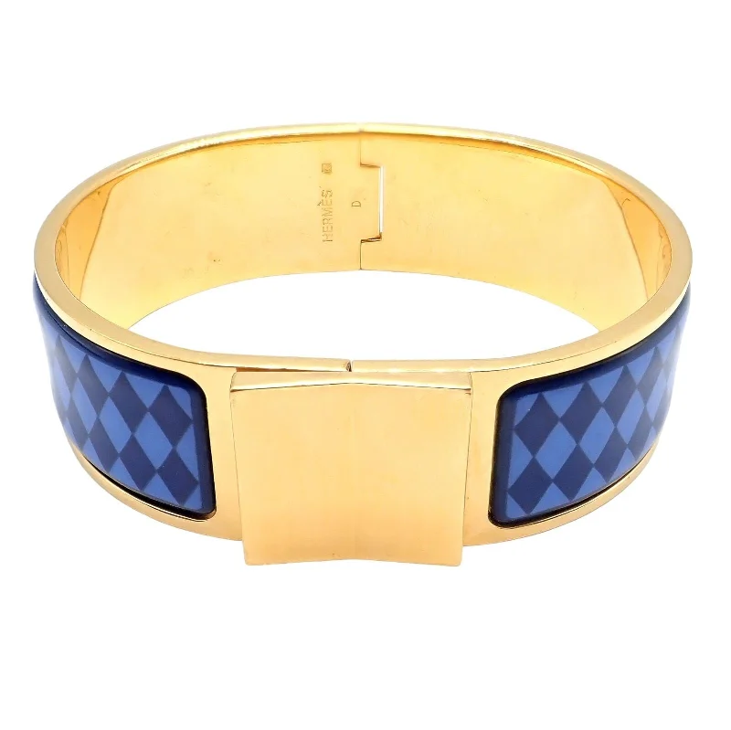 Authentic! Hermes Gold Hardware Blue Clic Clac Ladies Bangle Bracelet Size D