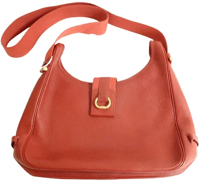 AUTHENTIC! HERMES TSAKO SAKO CONVERTIBLE RED ARDENNE LEATHER SHOULDER BAG