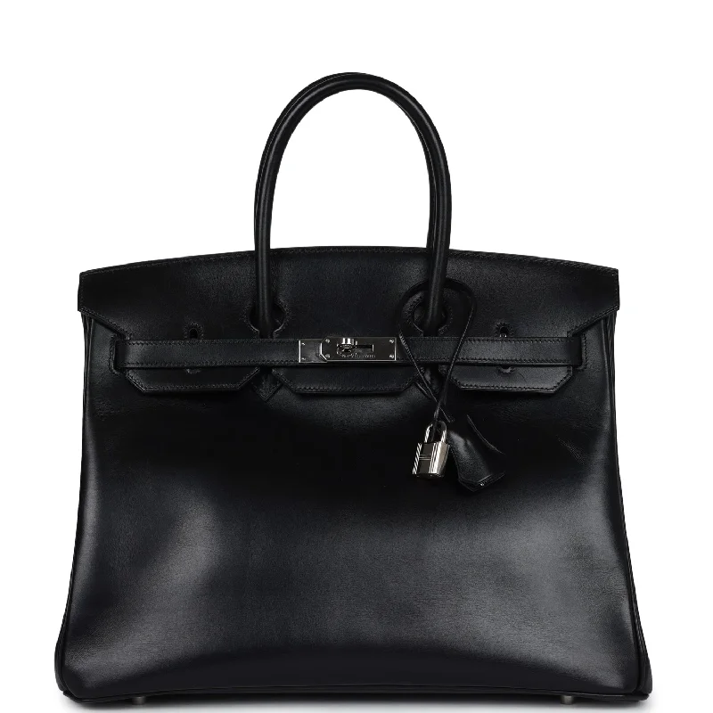 Pre-owned Hermes Birkin 35 Black Box Palladium Hardware