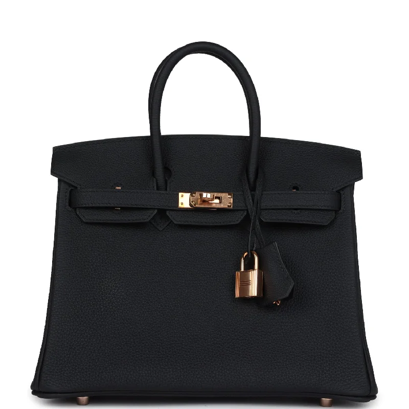 Hermes Birkin 25 Black Togo Rose Gold Hardware