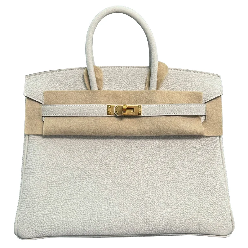 Hermes Birkin 25cm Togo Leather M4 Gris Pale Serial B With Gold Hardware Bag