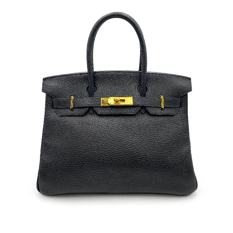 HERMES BIRKIN 30 BLACK FJORD HAND BAG □H GHW 90234755