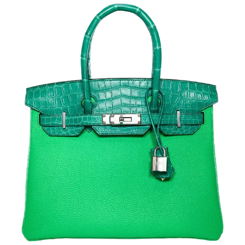 Hermes Birkin 30 Touch Vert Jade Vert Comics Nilo Crocodile Togo Palladium Bag