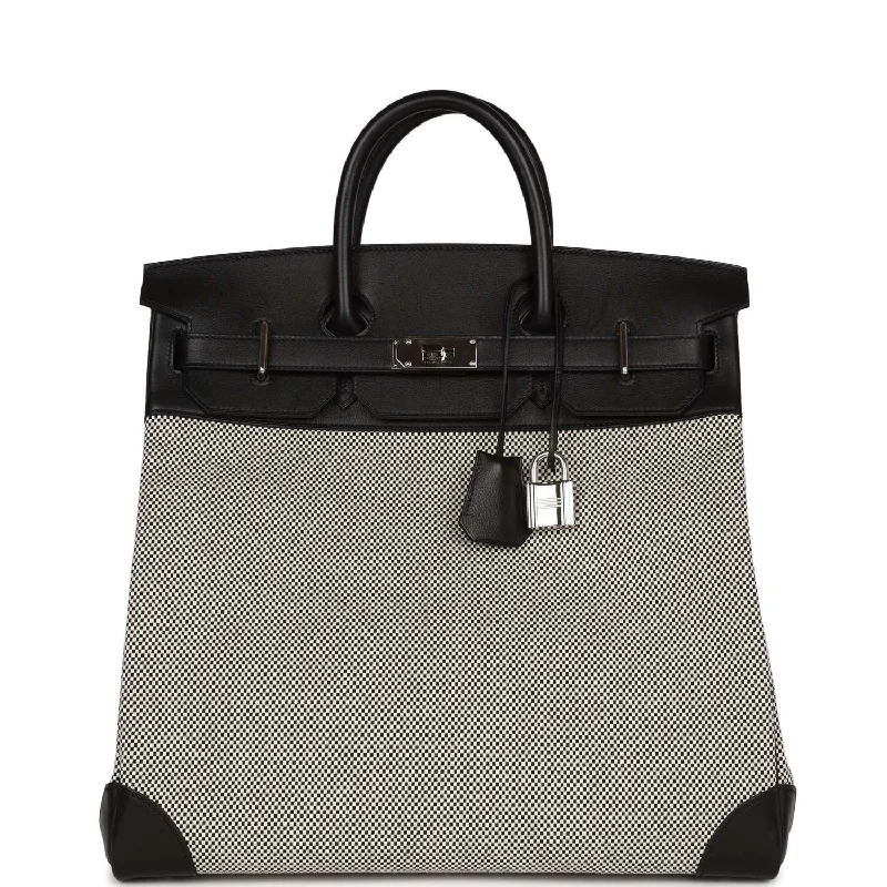 Hermes Birkin 40 HAC Black Evercolor and Toile Palladium Hardware