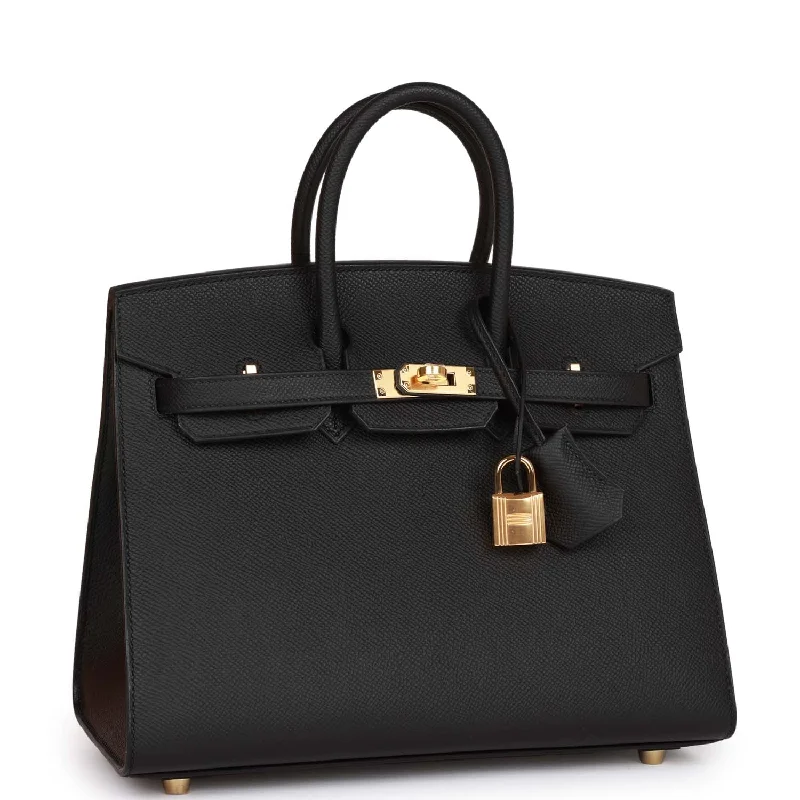 Hermes Birkin Sellier 25 Black Epsom Gold Hardware