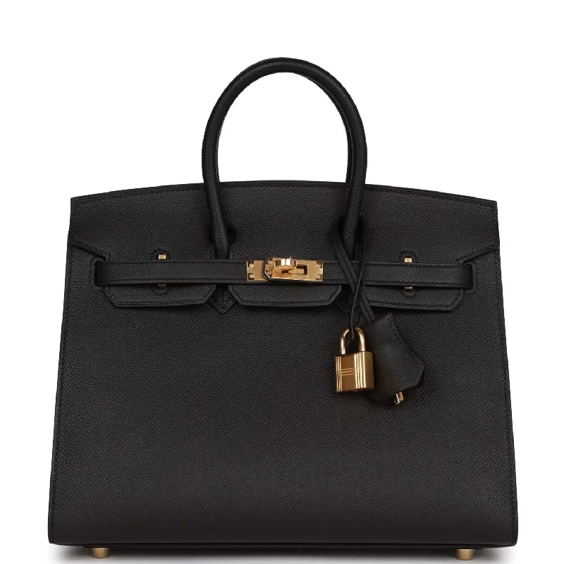 Hermes Birkin Sellier 25 Black Epsom Gold Hardware