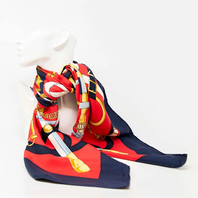 Hermes Eperon D'or Navy Scarf 90