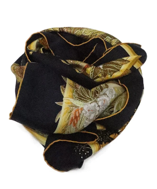 Hermes Jardins D' Hiver Print Silk Scarf