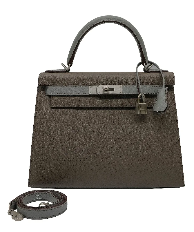 Hermès Kelly 28 Sellier HSS Etain / Gris Mouette Epsom Matte PHW #A SKC1712