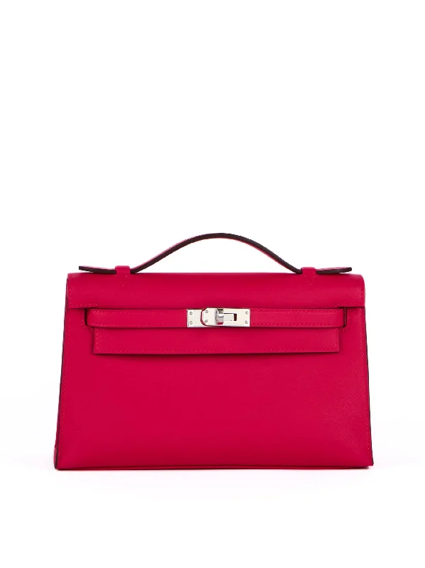 HERMÈS KELLY POCHETTE ROSE EXTREME Swift Leather with Palladium Hardware