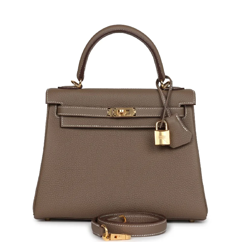 Hermes Kelly Retourne 25 Etoupe Togo Gold Hardware