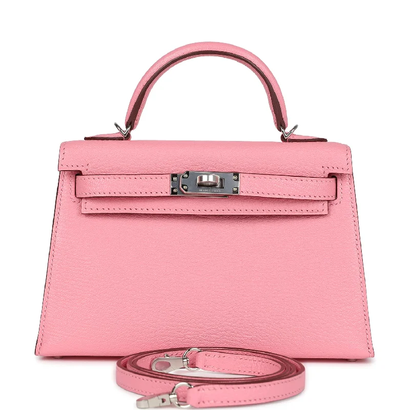 Hermes Kelly Sellier 20 Rose Confetti Verso Chèvre Palladium Hardware