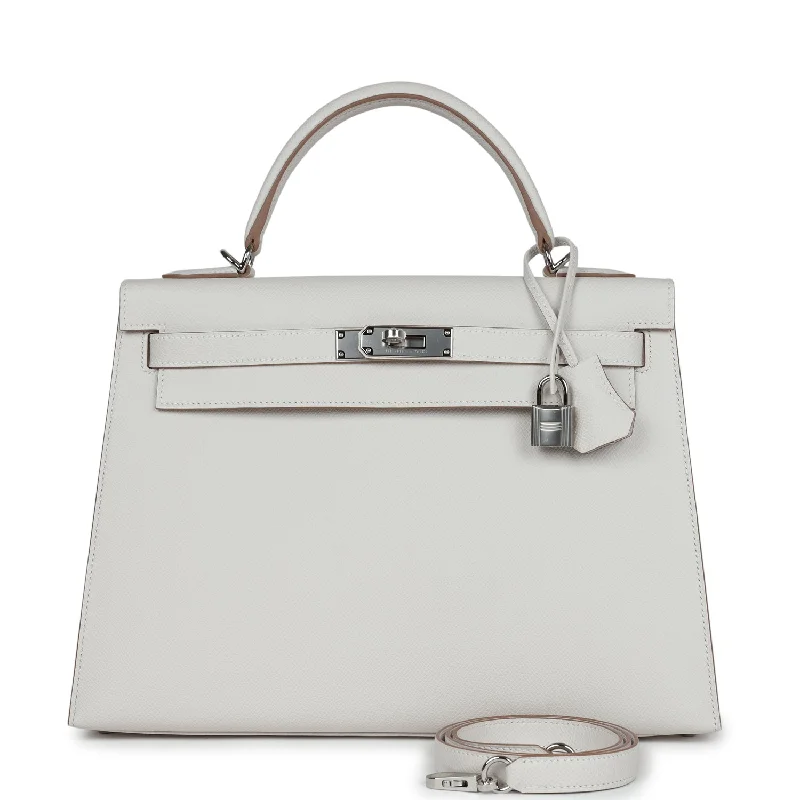 Hermes Kelly Sellier 32 Gris Pale Epsom Palladium Hardware