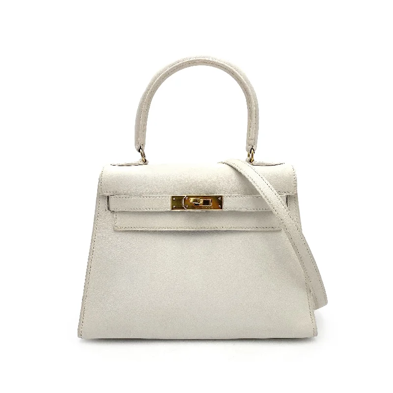 Hermes Vintage Kelly 20 Sellier White Graine GHW #O