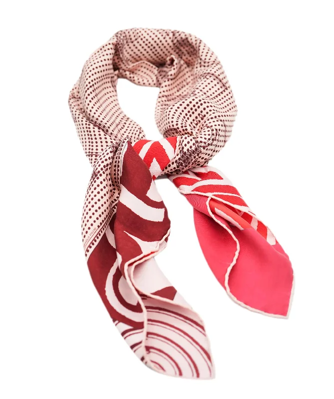 Hermes pink & red silk scarf - AJC0756