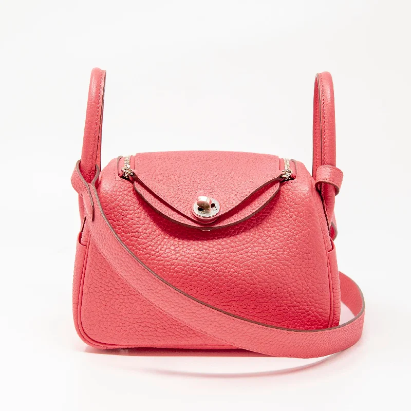 Hermes Rose Azalee Clemence Mini Lindy