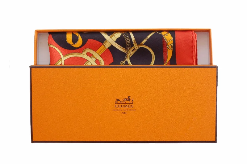 HERMÈS scarf “Eperon d’Or” by Henri d'Origny, pocket square