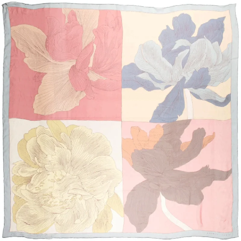 Hermes Scarf "Etude Pour Une Iris Arc-En-Ciel" by Benoit Pierre Emery 140cm Mousseline Chiffon Silk