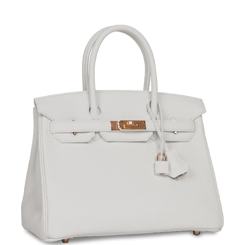 Hermes Special Order (HSS) Birkin 30 White Verso Clemence Rose Gold Hardware