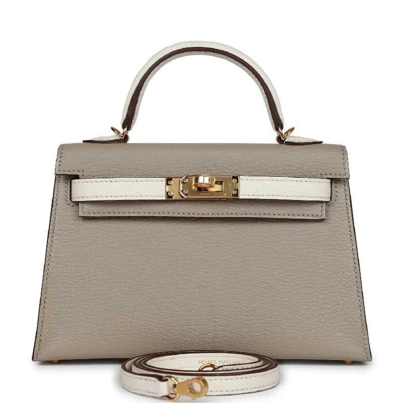 Hermes Special Order (HSS) Kelly 20 Gris Tourterelle and Nata Chevre Gold Hardware