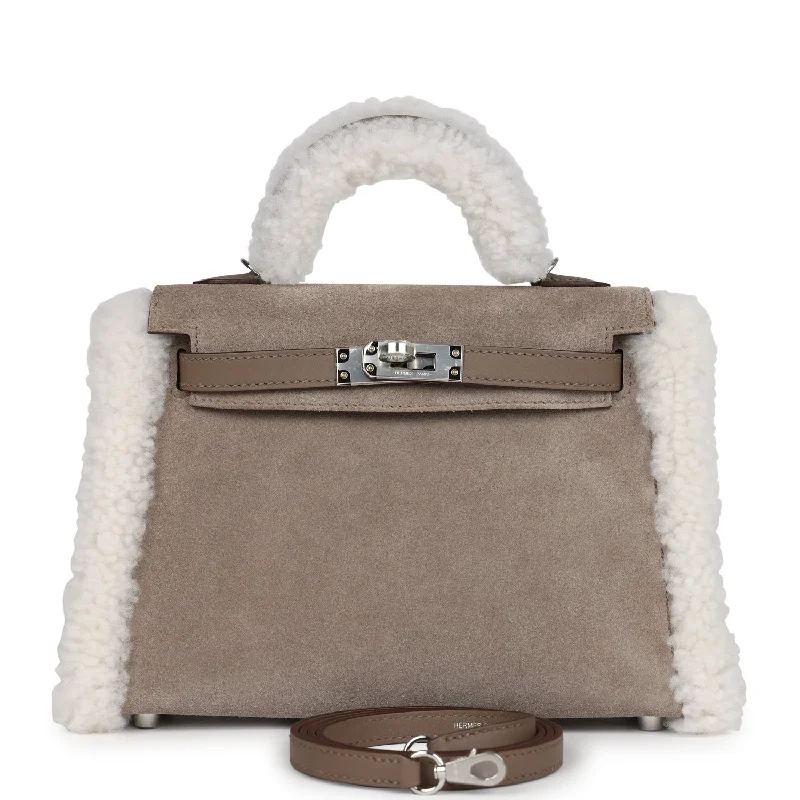 Hermes Teddy Kelly 20 Gris Caillou and Etoupe Swift Palladium Hardware