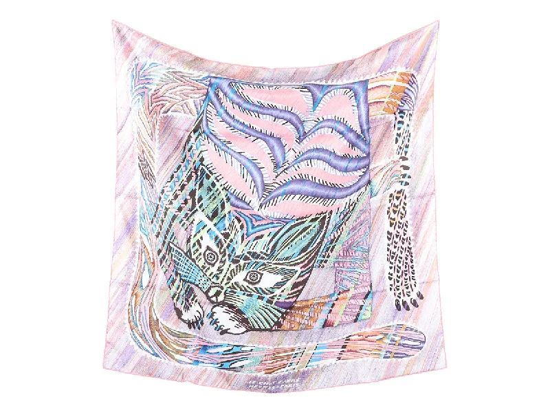 Hermès Le Chat Carre Silk Scarf 90cm