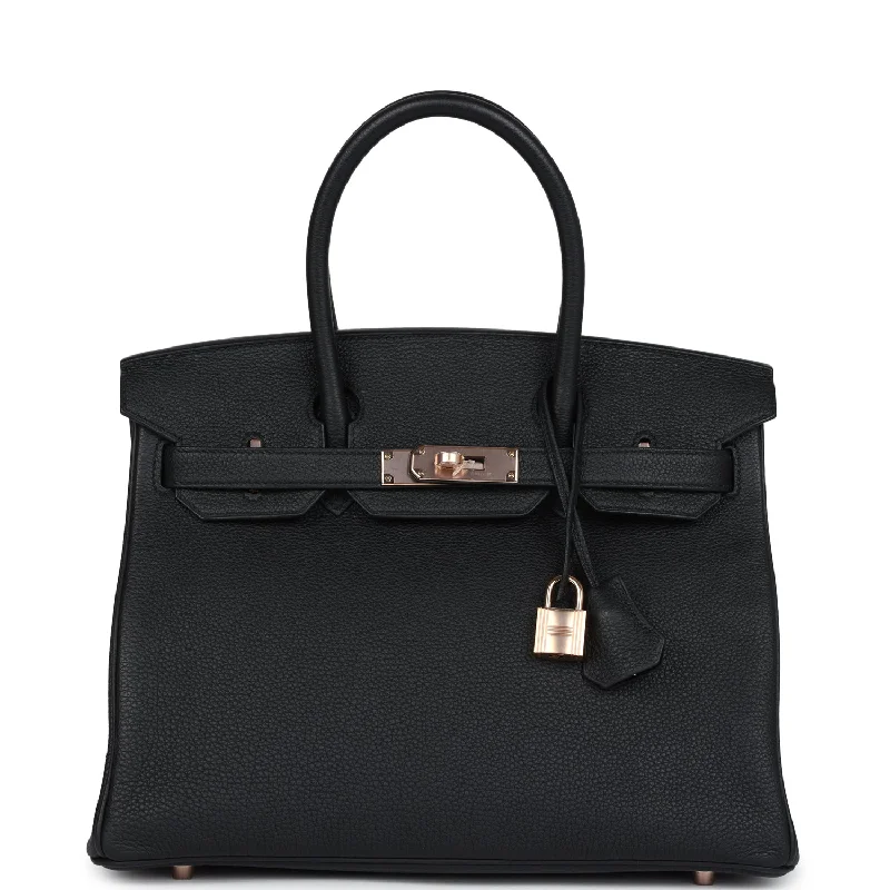 Pre-owned Hermes Birkin 30 Black Togo Rose Gold Hardware