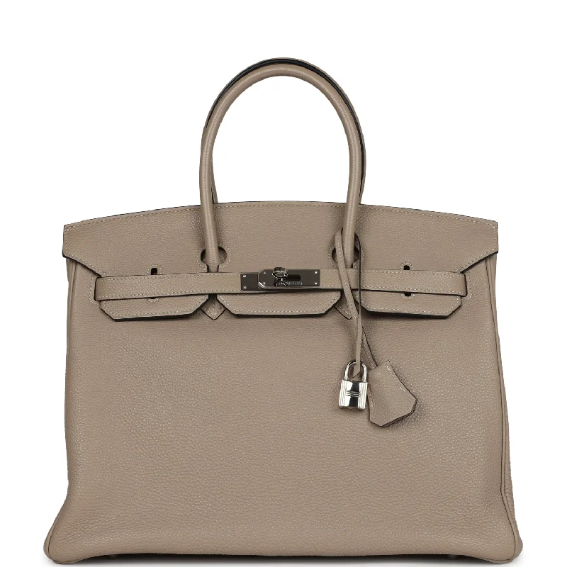 Pre-owned Hermes Birkin 35 Gris Tourterelle Togo Palladium Hardware