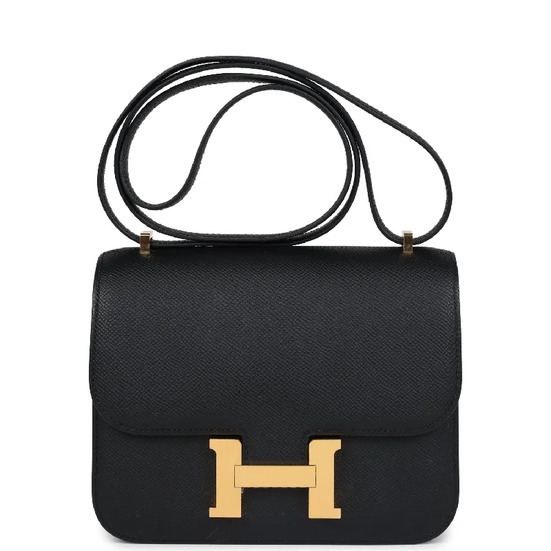 Pre-owned Hermes Constance 18 Black Epsom Gold Hardware